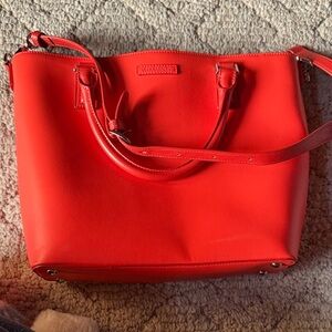 Red Leather Tote Bag